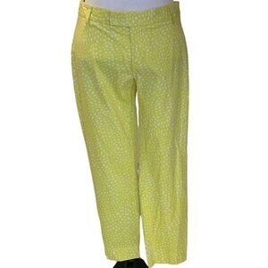 Gap Slim Cropped Womens Flat Front Pants Size 6P Yellow White Stretch Skinny Leg